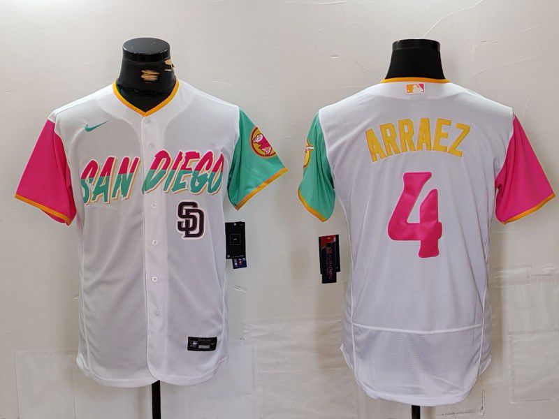 Men San Diego Padres #4 Arraez White City Edition Elite Nike 2024 MLB Jersey style 4->san diego padres->MLB Jersey